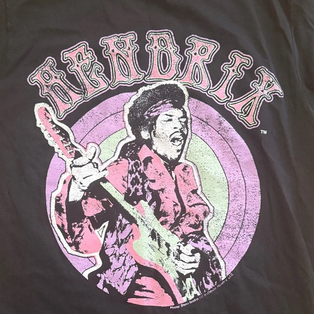 Jimi Hendrix Black Short-Sleeve Graphic Tee with Pink & Purple Artwork - Picture 2 of 4